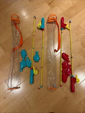 2 sets of Red & Blue Kids Fishing Rod Toy Set